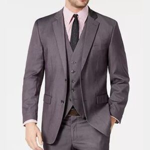 Perry Ellis Gray Portfolio Shark Skin Slim Fit Suit Jacket Size 54L